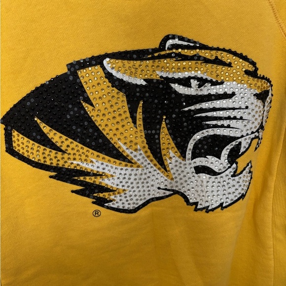 Missouri Tigers - Mizzou Women’s Yellow Hoodie Zip Up with Sequined Tiger Small - Picture 4 of 12
